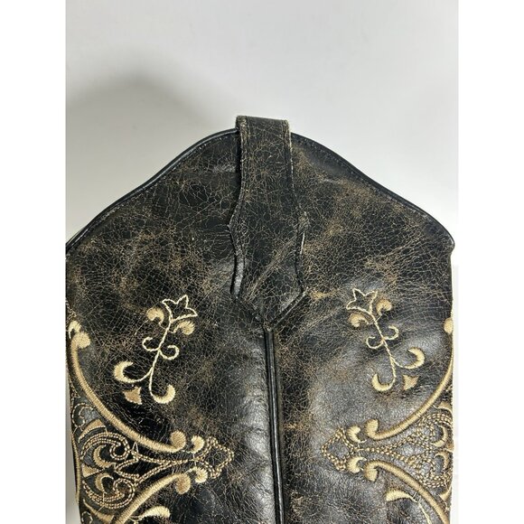 Vintage 90s Western Cowboy Boots Leather Filagree Floral Embroidered Womens 7 - Picture 11 of 12